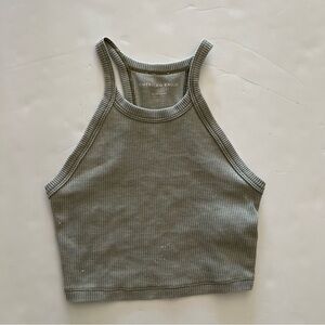 American Eagle Army Green Halter Knit Racerback Cropped Top